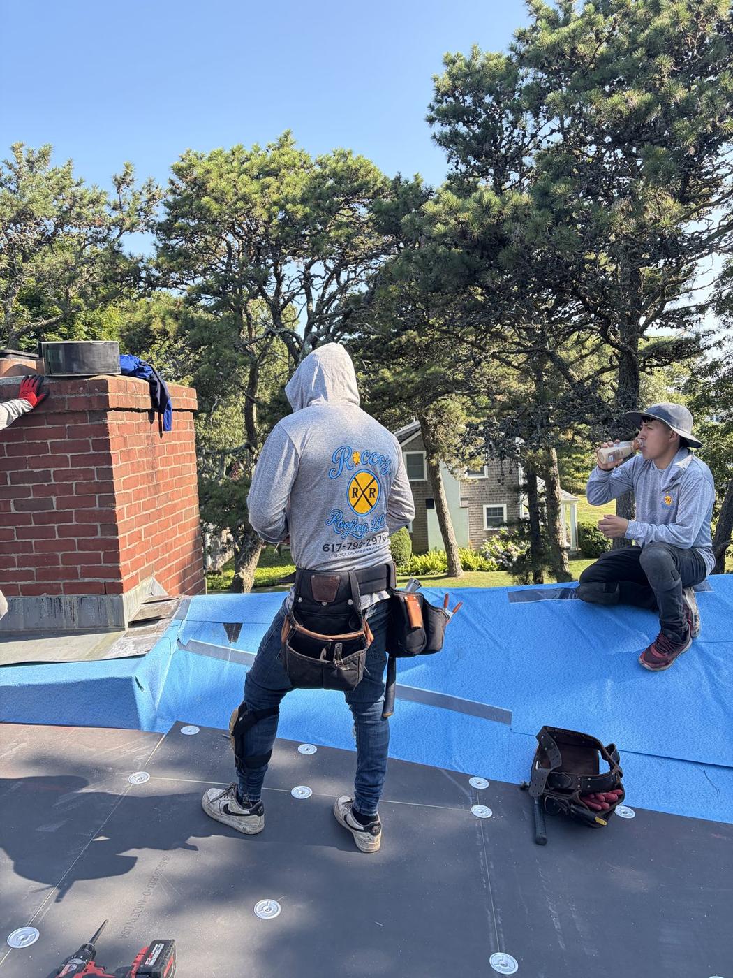 Rocco's Roofing crew on the job